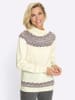 Sieh an! Rollkragen-Pullover in ecru-jade-gemustert