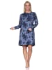 NORMANN Frottee Nachthemd langarm Floral in marine