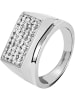 Adeliás Herren Ring aus Edelstahl mit Strass in silber