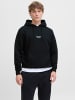 Jack & Jones Kapuzenpullover Kängurutasche Rippbündchen Kordel in Schwarz