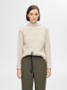 SELECTED FEMME Gemütlicher Strickpullover mit Rollkragen und Seitenschlitz in Creme