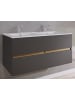 VCM  2 tlg. Badmöbel-Set mit Waschbecken Cosila-I 112cm in Anthrazit / Honig-Eiche