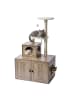 relaxdays Kratzbaum in Hellbraun/ Weiß - (B)78 x (H)133 x (T)49 cm