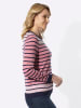 Sieh an! Rundhals-Pullover in marine-altrosa-geringelt