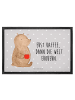 Mr. & Mrs. Panda Fußmatte Bär Kaffee mit Spruch in Grau Pastell