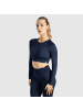 SMILODOX Crop Longsleeve Maysa in Marineblau