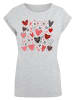 F4NT4STIC Extended Shoulder T-Shirt Cute Herzen Variety Valentinstag in grau meliert