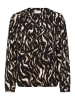 Kaffe Langarm-Bluse KAditte Regular fit in Black/Brown Graphic Animal