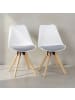 KADIMA DESIGN Esszimmerstühle 2er-Set | Stoffbezug, Holzgestell, Nordisch Modern in Weiß