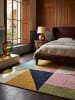 KADIMA DESIGN Teppich Wolle DEBEN Geometrisch Wohnzimmer Modern in Multicolor-Strahlend