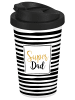 Geda Labels Coffee to go Becher Super Dad Streifen in Schwarz - 400 ml