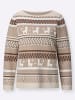 Sieh an! Jacquard-Pullover in beige-schoko-gemustert