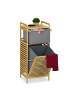 relaxdays Wäschekorb in Natur/ Grau - (B)40 x (H)95 x (T)33 cm