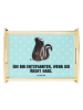Mr. & Mrs. Panda Servierplatte Stinktier Sitzen mit Spruch in Türkis Pastell