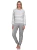 NORMANN Frottee Schlafanzug langarm Bündchen Streifen - 82809 in hellblau