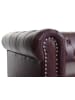 MCW Luxus Sessel Chesterfield, Runde Füße, rot-braun mit Ottomane