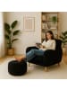 relaxdays Pouf in Schwarz - (H)35 x Ø 50 cm