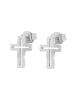 Adeliás Damen Ohrringe – Ohrstecker Kreuz aus 925 Silber in silber