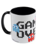 BANDAI Pac-Man Tasse Game Over Kaffeetasse Becher Kaffeebecher 320 ml in schwarz/weiß