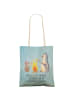 Mr. & Mrs. Panda Tasche Pinguin Lagerfeuer mit Spruch in Eisblau