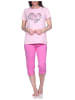 NORMANN Capri Schlafanzug Capri Pyjama HerzchenMuster - 79910 in rosa