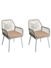 MCW 2er-Set Gartenstuhl O12, Grau, Bezug taupe