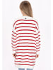 DreiMaster Women Cardigan in offwhite red stripe
