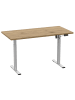 VCM  Schreibtisch höhenverstellbar Lona 140x50 in Silber / Honig-Eiche