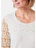 GOLDNER Spitzenshirt Viskose-Blusenshirt mit Spitze in wollweiß