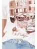 monari T-Shirt mit Strasssteinen und City-Print in Offwhite