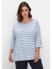 sheego Ringelshirt in mittelblau-offwhite