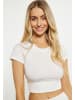 IZIA Damen Crop-Top in Wollweiss