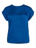 Vila Satain Blusen T-Shirt Kurzarm Basic Top Glänzend VIELLETTE in Dunkelblau