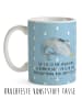 Mr. & Mrs. Panda Camping Tasse Narwal mit Spruch in Blau Pastell