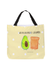 Mr. & Mrs. Panda Tote Bag Avocado Toast mit Spruch in Gelb Pastell