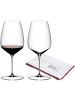 RIEDEL Glas 2er Set Cabernet / Merlot Weingläser + Poliertuch Veloce in 829 ml in transparent