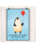 Mr. & Mrs. Panda Wandbild Pinguin Luftballon mit Spruch in Eisblau