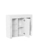 ABRIHOME Küchenschrank Buffet mit Glasregalen und Schranktür 95x35x83 cm Weiß