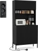 COSTWAY Buffetschrank mit Ladestation 80x40x164 cm in Schwarz