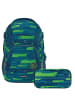 Coocazoo Schulrucksack-Set MATE Lime Stripe in grün/blau 2-teilig