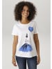 Aniston CASUAL T-Shirt in weiß-royalblau-schwarz-rosa