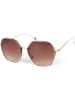 styleBREAKER Ovale Sonnenbrille in Gold / Braun Verlauf