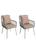 MCW 2er-Set Gartenstuhl O12, Hellgrau, Bezug taupe