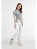myMo Damen Jersey-Shirt Aus Rippstrick in Grau Melange