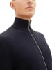Tom Tailor CARDIGAN Feinstrick Pullover Weicher Ripp Sweater in Navy