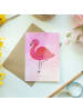 Mr. & Mrs. Panda Grußkarte Flamingo Classic ohne Spruch in Aquarell Pink