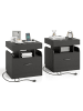 COSTWAY 2er Set Nachttisch mit 1 USB & 1Typ-C-Anschluss in Schwarz