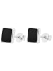 Adeliás Damen Ohrringe – Ohrstecker aus 925 Silber mit Emaille in schwarz