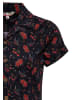 Queen Kerosin Queen Kerosin Cropped Hawaiibluse Cherries & Roses in schwarz