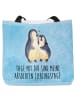 Mr. & Mrs. Panda Tasche Pinguin umarmen mit Spruch in Eisblau